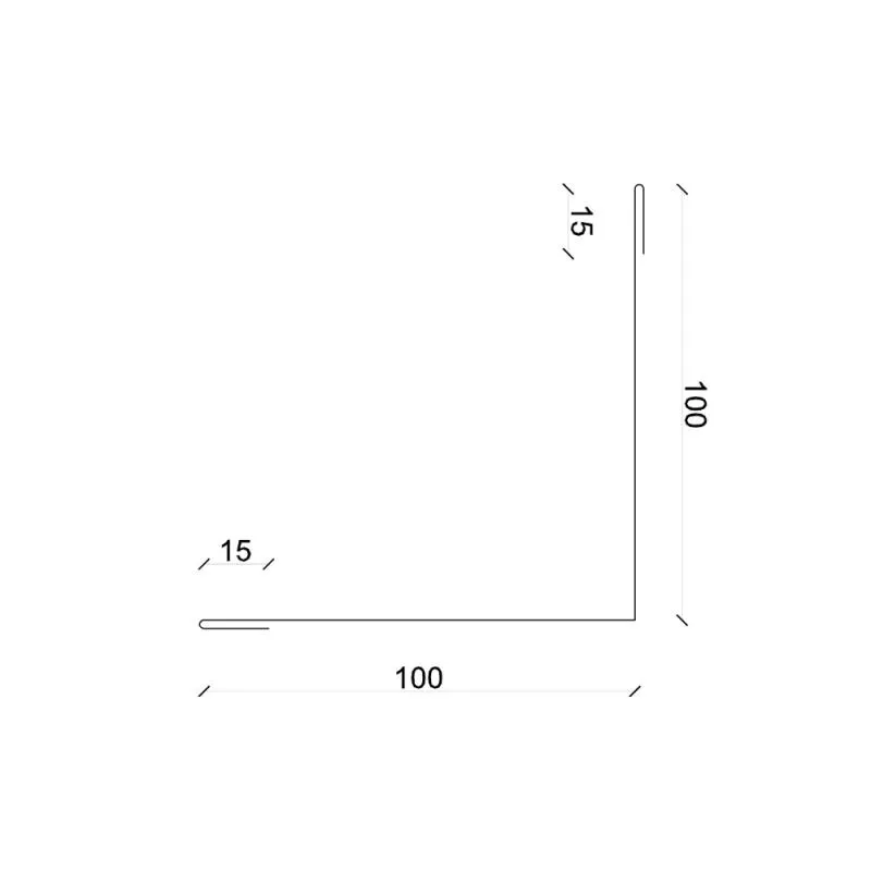 Querschnitt einer Innenecke mit einem Schenkelmaß von 100 x 100 mm Querschnitt einer Innenecke mit einem Schenkelmaß von 100 x 100 mm